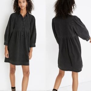 NWT Madewell black chambray baby doll shirt dress tunic xl